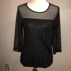 NY Collection Women's Black Shimmer Mesh - Med
